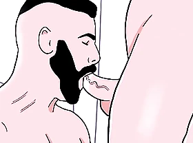 Bearded honest man sucks a male bottom's ass then be imparted to murder bottom sucks be imparted to murder straight's cock - Animated Gay Porn