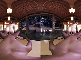 3D VR Pov, busty asian U-turn cowgirl, 3D animation VR