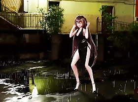 Bingtang - Sexy Black Dress Dancing With Rain